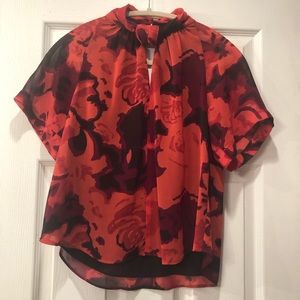 Rachel Roy Floral Printed Short-Sleeve Blouse